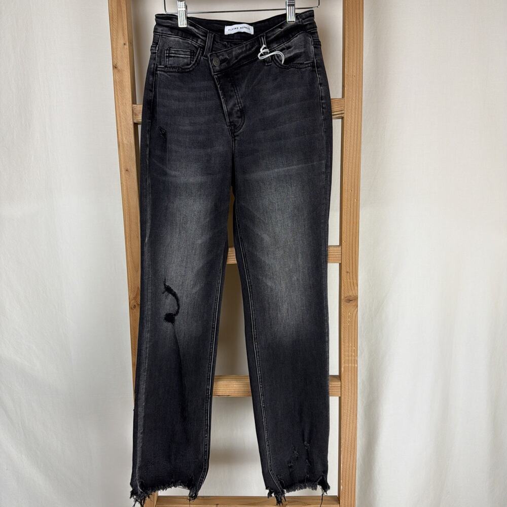 NWT Flying Monkey Black Distressed Dad Jeans SZ 24 #0769